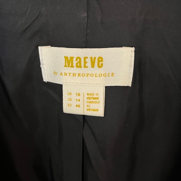 Maeve by Anthropologie Elegant Black Women's Navy Blazer size 14 - Picture 2 of 8